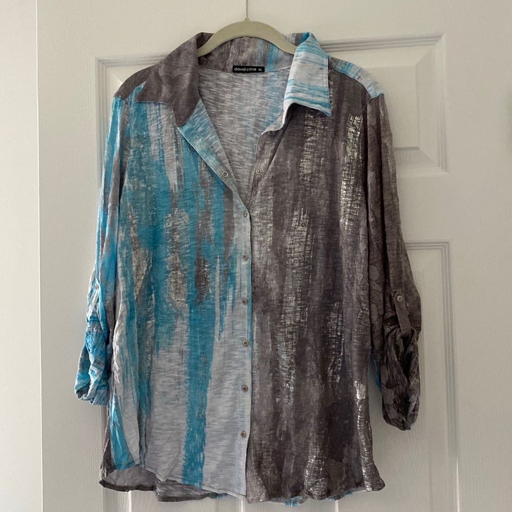 David Cline 3/4 tab sleeve shirt Xl